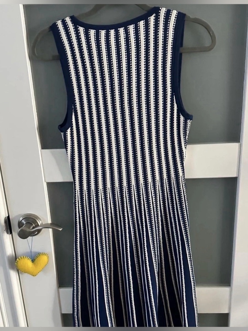 Milly Navy and White Vertical Stripe Midi Tank Dress - Picture 3 of 4